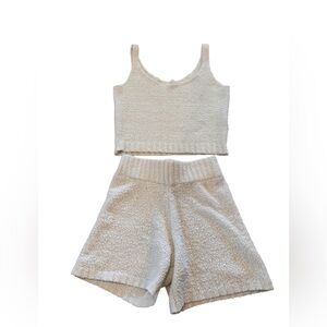 SKIMS Cream Bone Boucle Tank & Shorts Loungewear Set (L/XL Bottom 2x/3x Top)